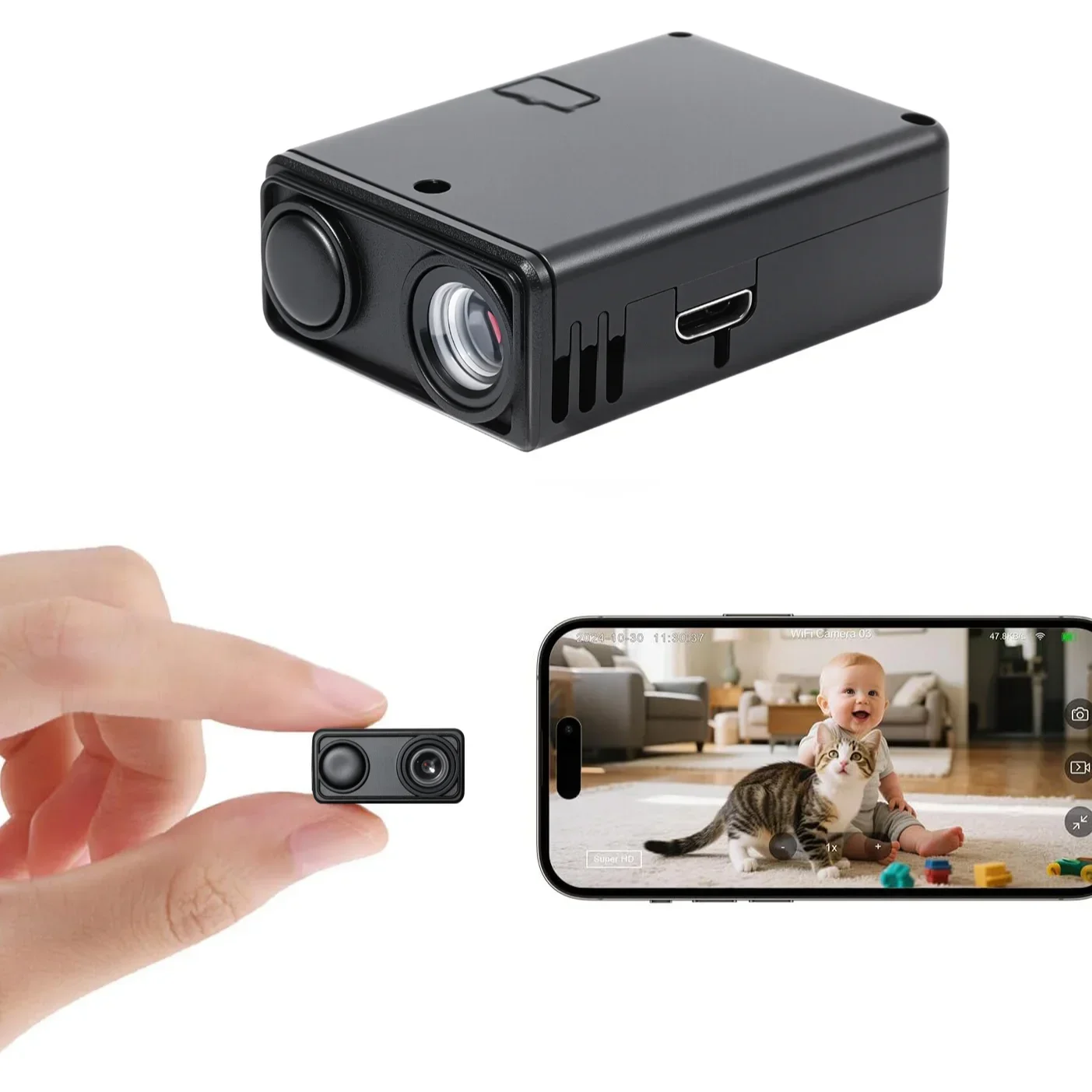 Lenovo 4K-Kamera, WLAN, kabellose Überwachung, Nachtsicht, Fernbedienung, Bewegungserkennung, Sicherheitskamera, Innenraumüberwachung.