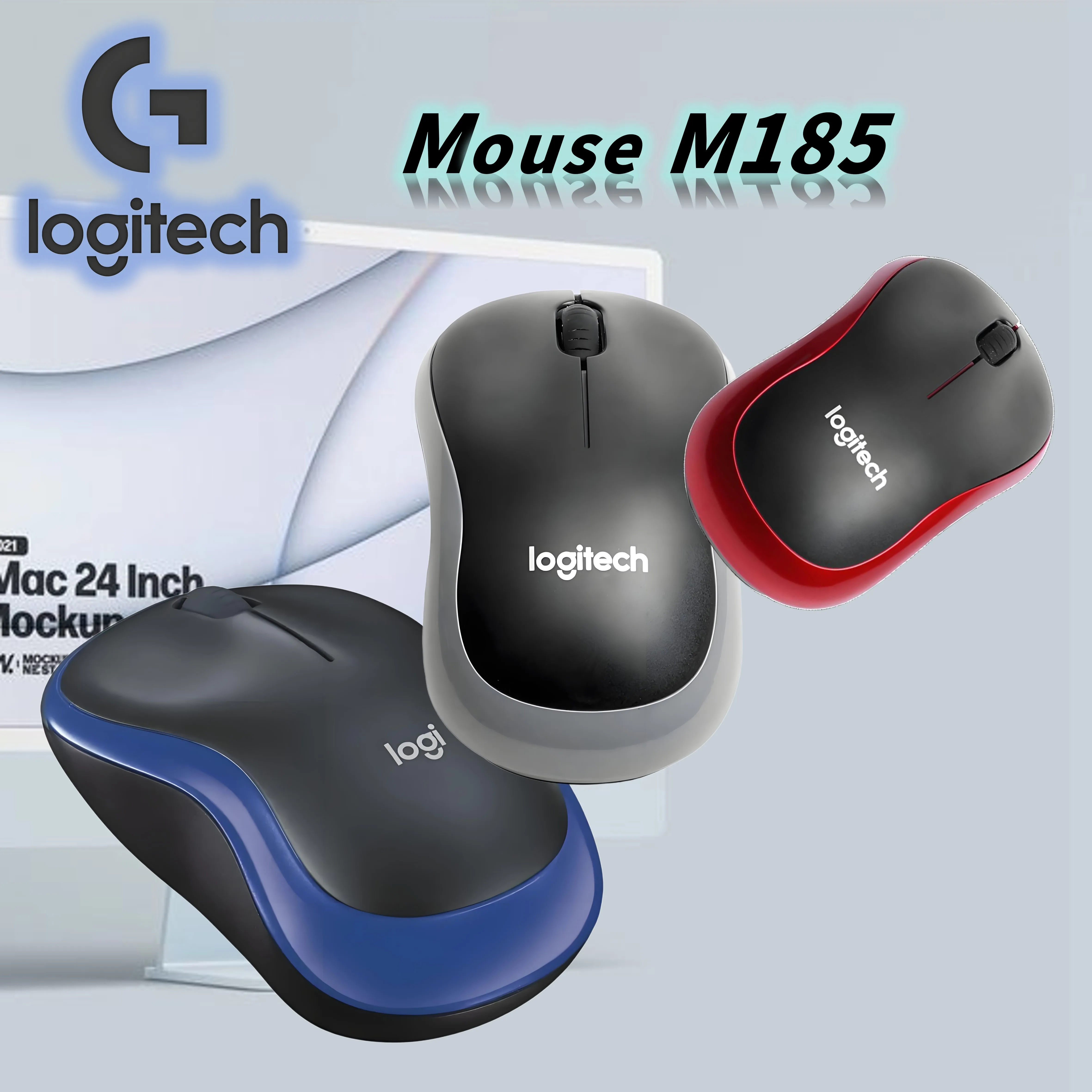 

Logitech M185 Ультра-тихий беспроводной, USB 2,4 ГГц, интерфейс, подключаемый и портативный, совместимый с ПК/Mac/ноутбуками, энергосберегающий