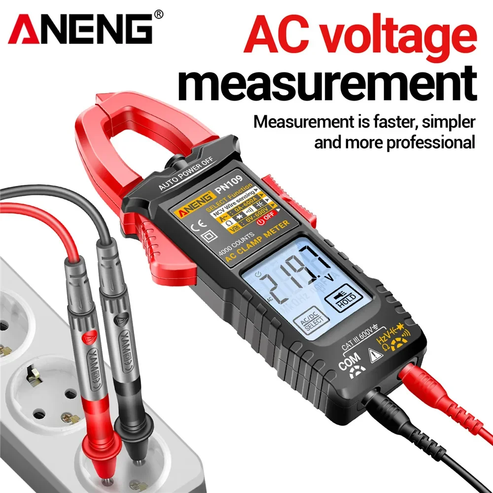 Miernik cęgowy cyfrowy Multimetr ANENG PN109 Amperomierz 4000 Counts Tester napięcia AC/DC 600V 600A Hz Pojemność NCV Testowanie omów