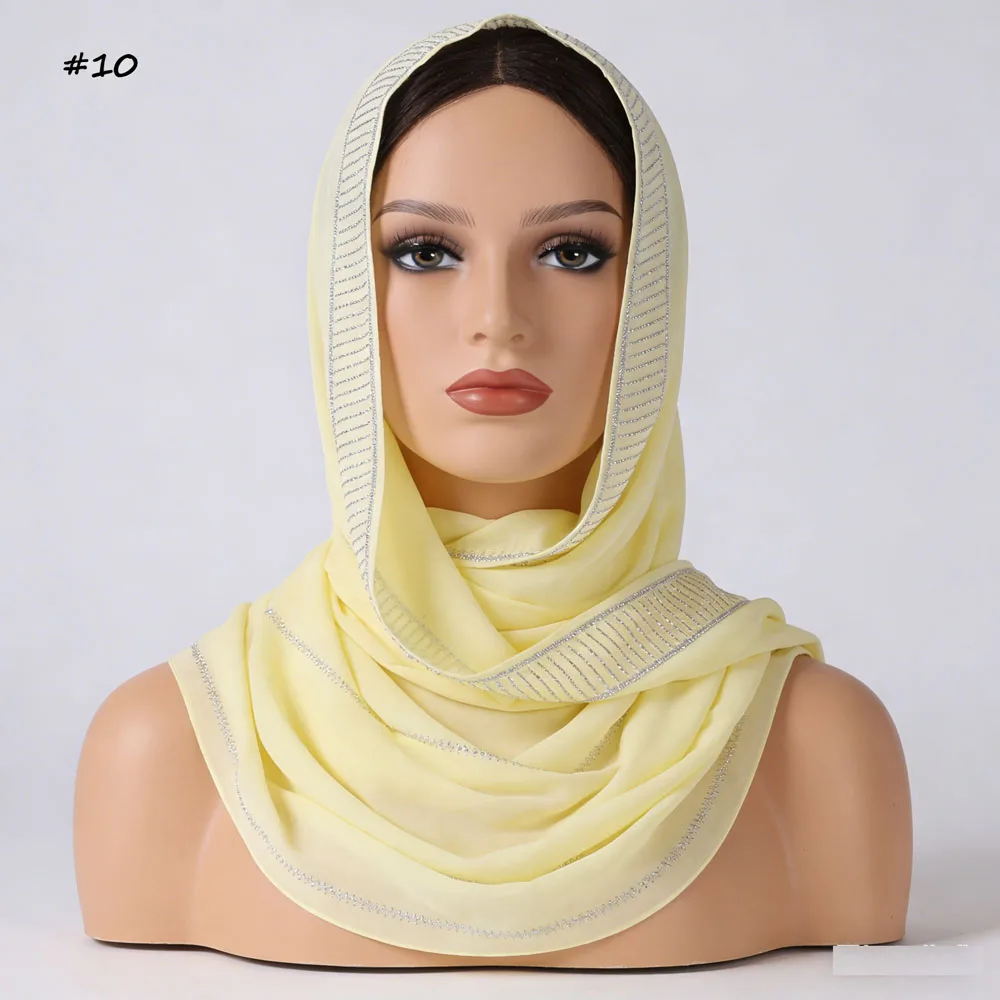 

Мусульманский однотонный шифоновый хиджаб, простой тонкий дышащий солнцезащитный платок, женская повседневная уличная повязка на голову для Рамадана, 70*180 см