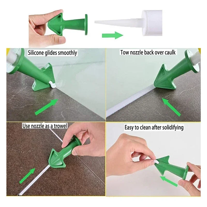 Caulk Nozzle Applicator, Silicone Caulking Tools, Sealant Grout Kit, Joint filling and gluing tool set, 3Pcs