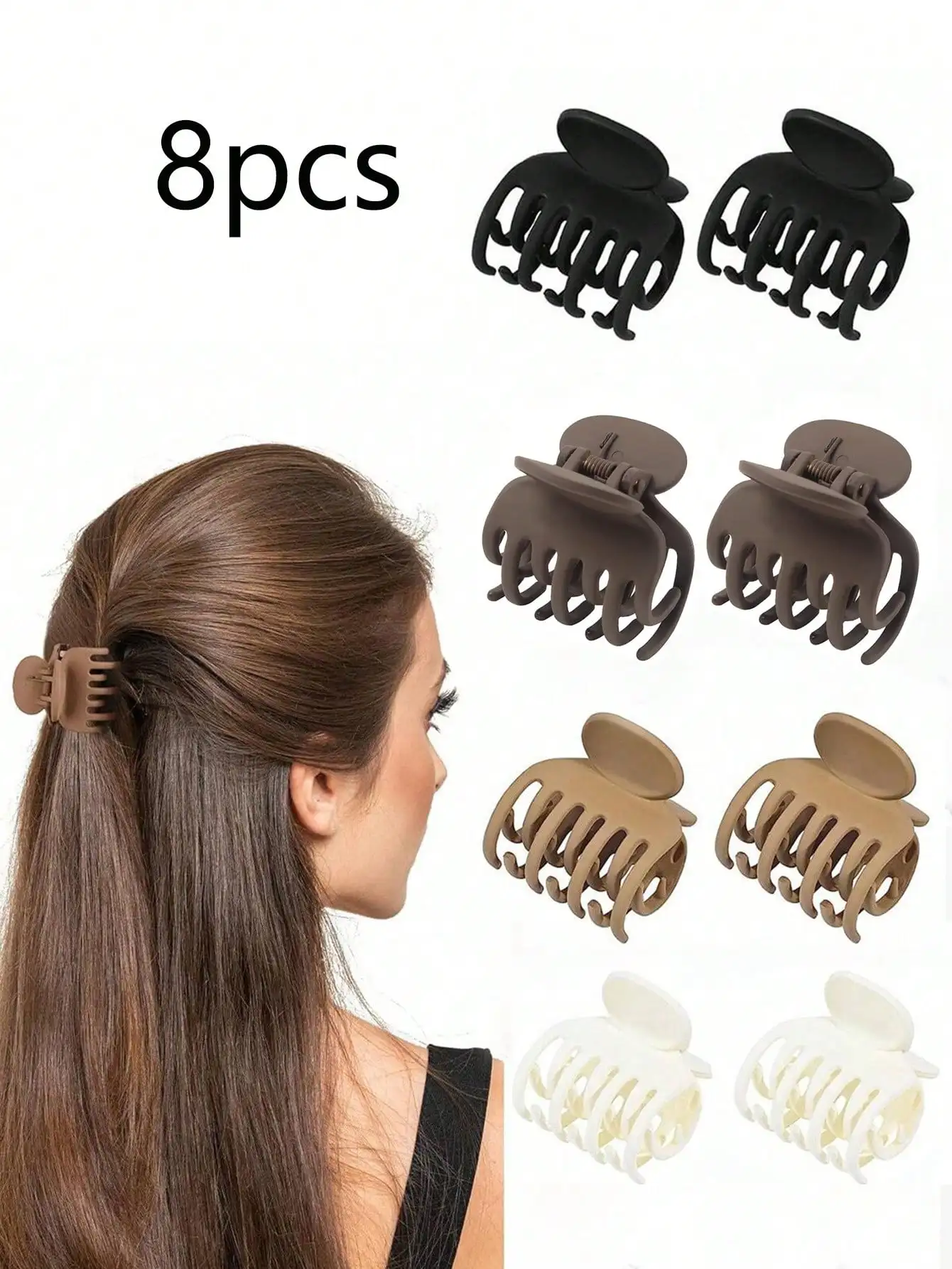 3/12pcs Double row tooth clip Small claw clip for thin hair 1.6 inches (about 4 cm) medium matte non-slip short hair accessories