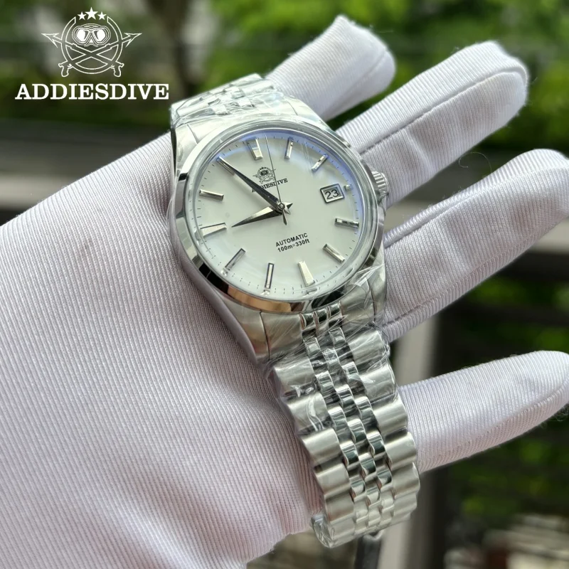 

ADDIESDIVE Reloj 100 м водонепроницаемые часы из нержавеющей стали с пузырьковым зеркалом и стеклом водонепроницаемые часы мужские автоматические механические часы мужские часы