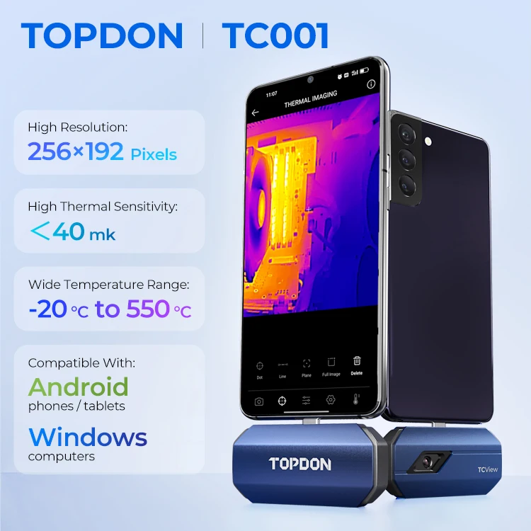 TOPDON Manufacturer ODM OEM TC001 Thermography Imaging Mini Smart Android Mobile Phone IR Infrared Thermal Imager Thermal Camera