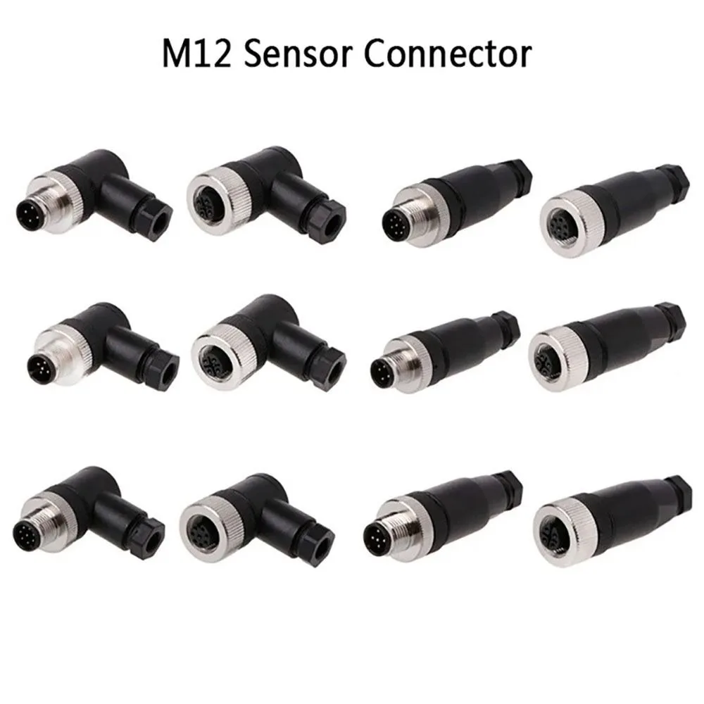 High Quality 4 5 8 Pin M12 Sensor Connector Waterproof PG7 M12 Aviation Plug Bend Angle Male&Female Plug Household