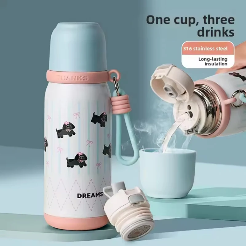 

Двусторонняя изолированная бутылка для воды из нержавеющей стали для мужчин и женщин, портативная термочашка для напитков, студенческая эстетичная кастрюля для водопроводной воды