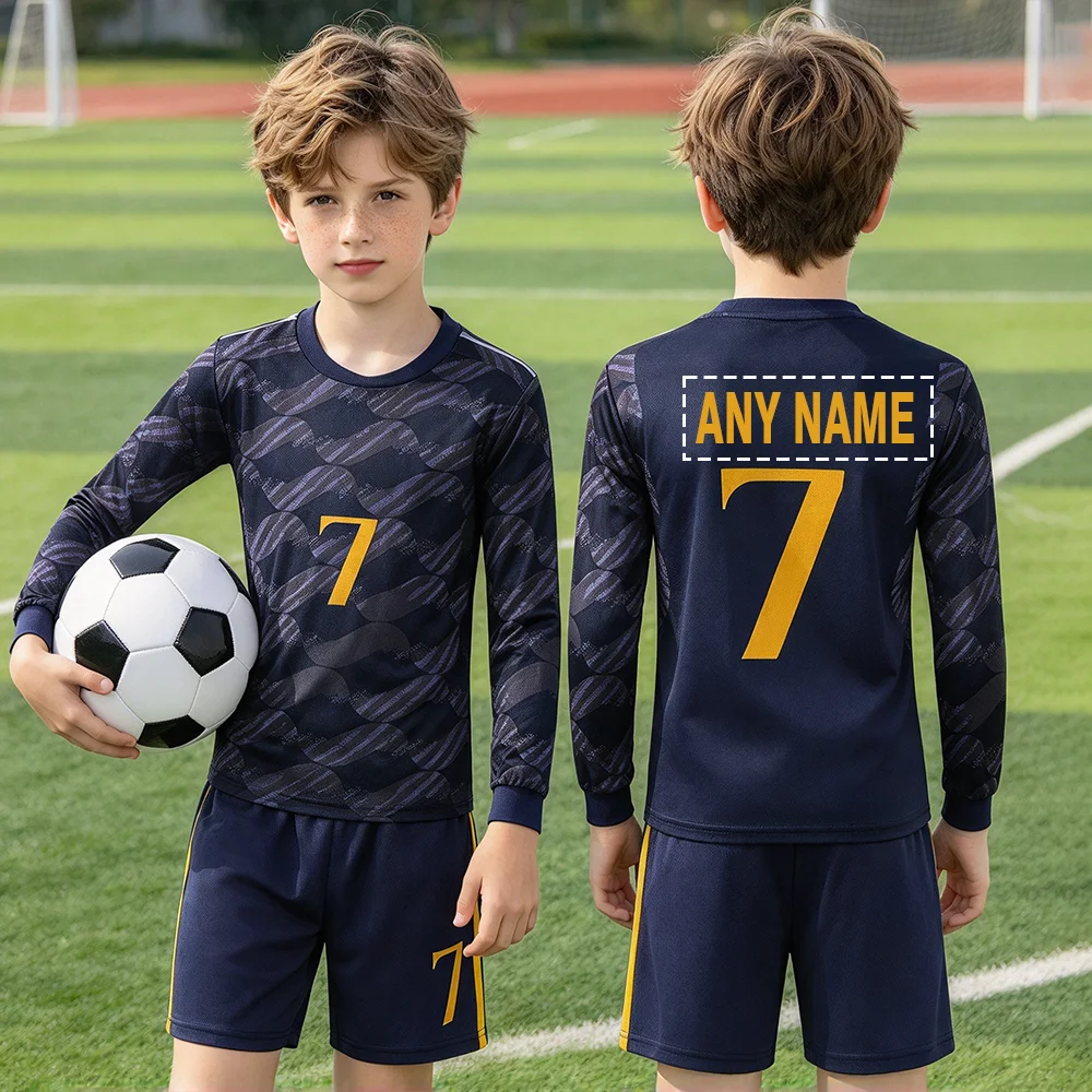 Children's Sports Football Kit Quick Dry Casual Training Uniform Set with Personalized Name Customization Fixed Number 7