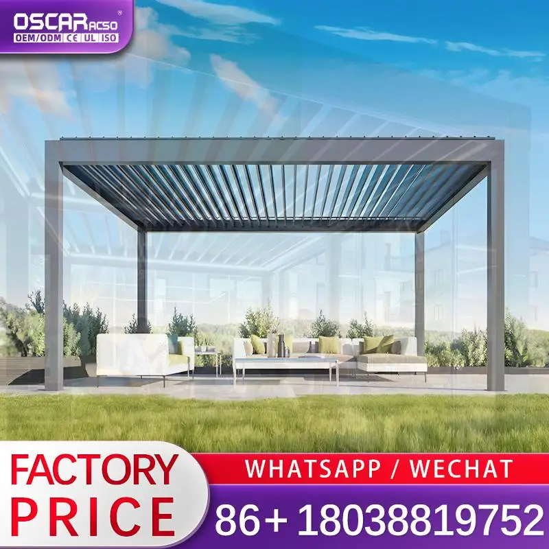 Modern Outdoor Aluminum Louvered Bioclimatique EasytoAssemble Pergola Patio Gazebo for European Gardens American Backyards Asian