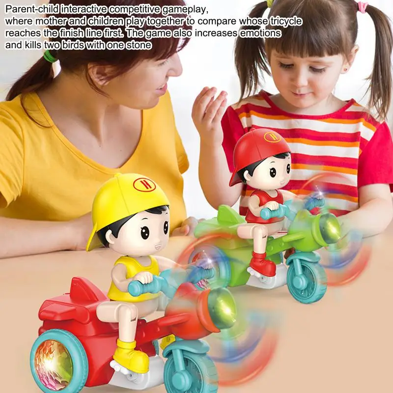 Stunt Motorcycle Toy giocattoli da ciclismo acrobatici girevoli elettrici con luci Stunt Performance Vehicle Fun For Kids Push Pull Toys