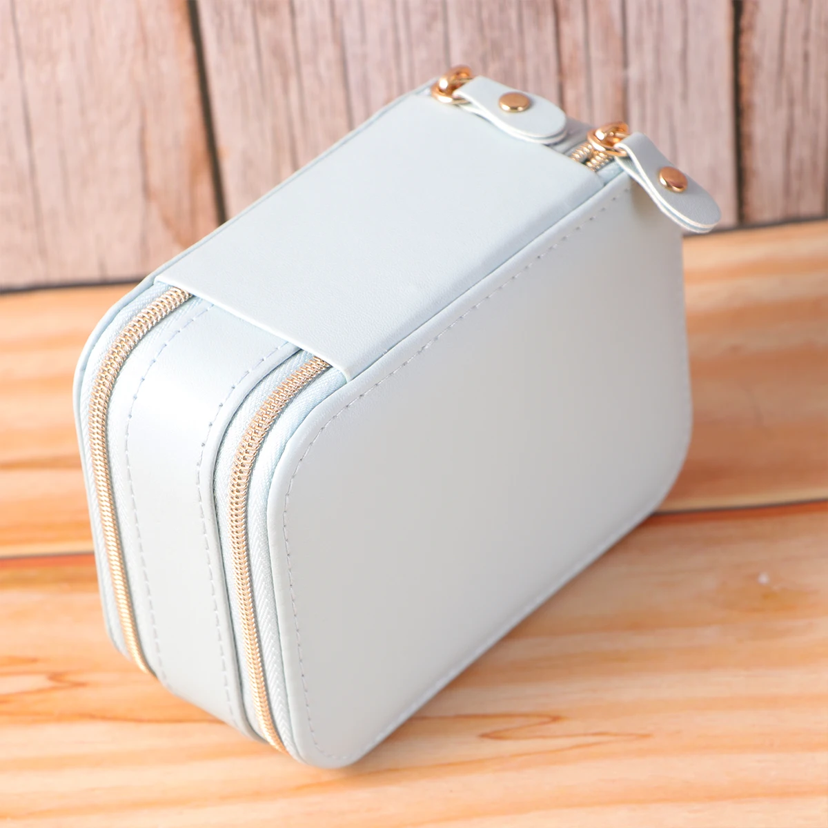 

Коробка для хранения ювелирных изделий из искусственной кожи, портативный держатель для ювелирных изделий на молнии, органайзер для колец, серег, ожерелья (синий)