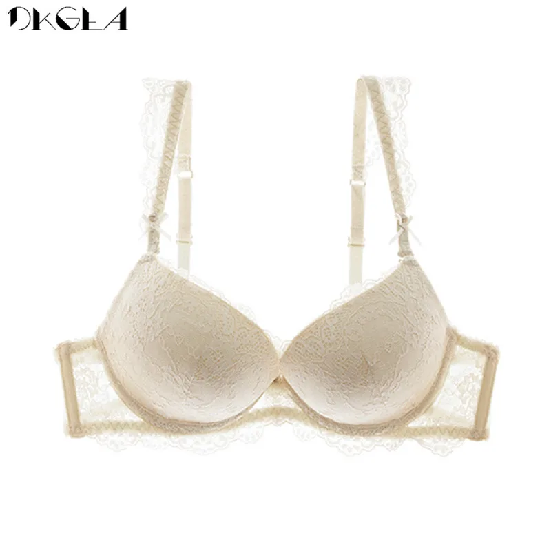 Classic Black Women Underwear Lace Embroidery Push Up Bra Cotton Thick Brassiere A B C Cup Sexy Bras Adjustable Deep V Lingerie