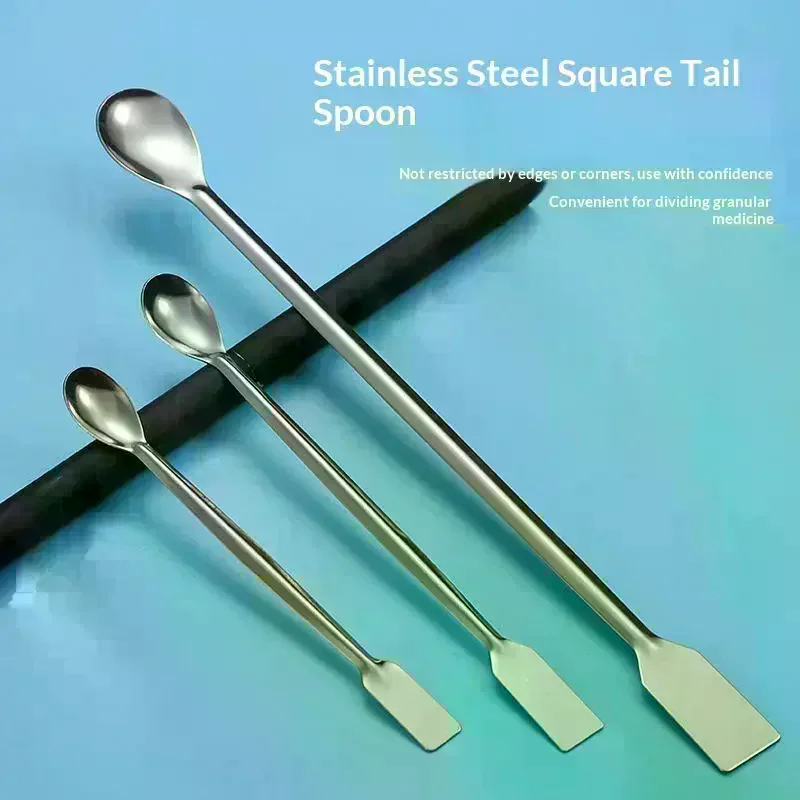Stainless Steel Medicinal Spoon Ladle Double-ended Experiment Pharmacy Lab Use Reagents Sample Spatula Weighing Spoon