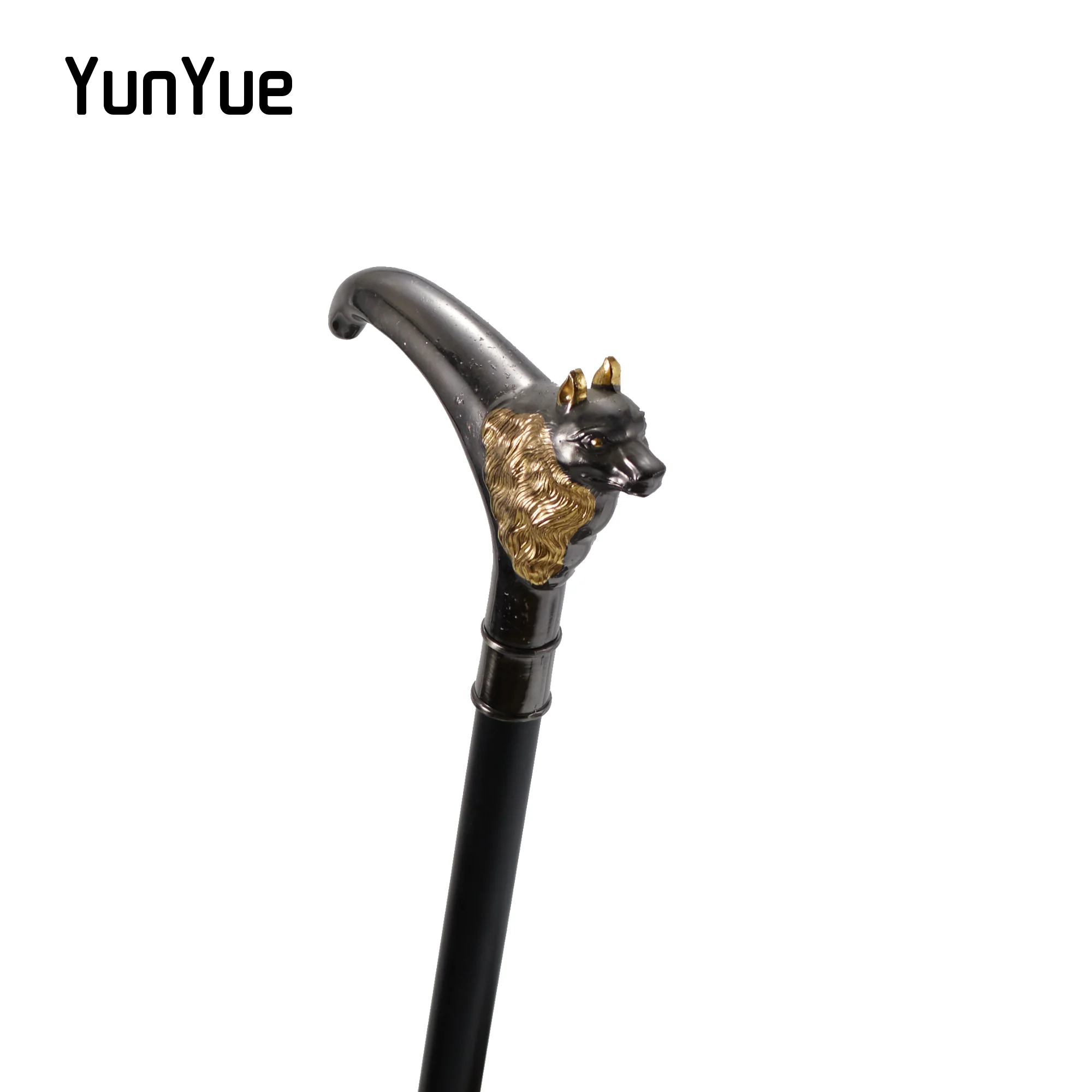 فاخر الذهب والأسود المعادن الذئب الحيوان موضة عصا للمشي ديكور هالوين تأثيري خمر حفلة المشي قصب 93 سنتيمتر