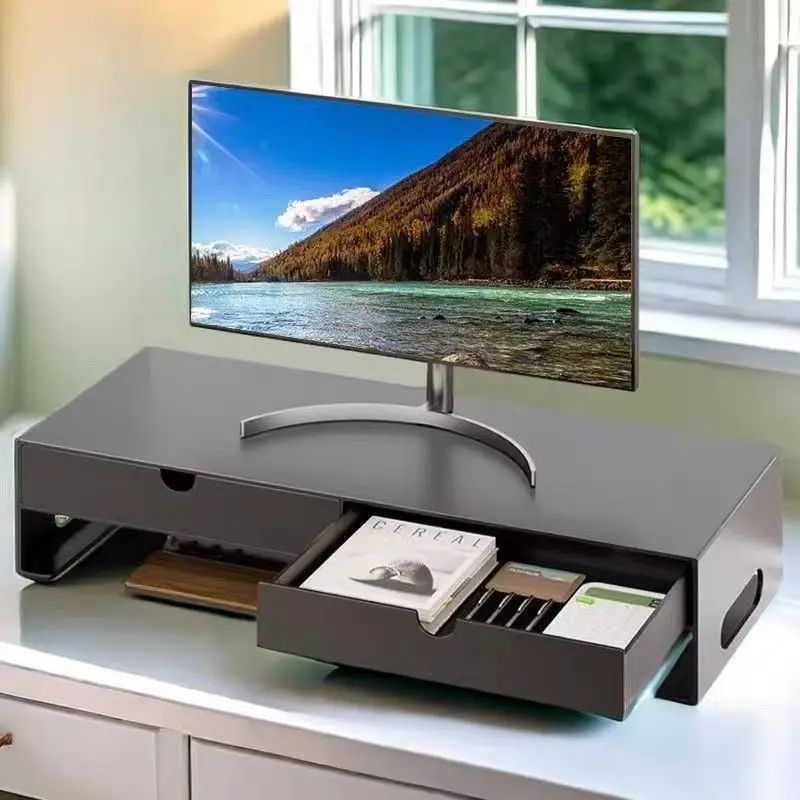 

Desktop Computer Height Increasing Storage Rack with Drawers, Office Desktop Monitor Base, Metal Bracket
