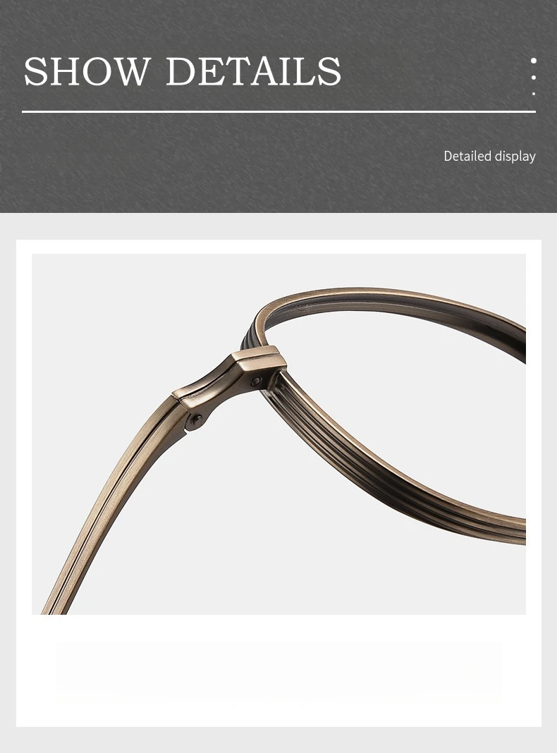 Yimaruili Mode Persönlichkeit Luxus Brillen Titan legierung Retro runde optische Brillen fassungen für Männer und Frauen – Detail 4