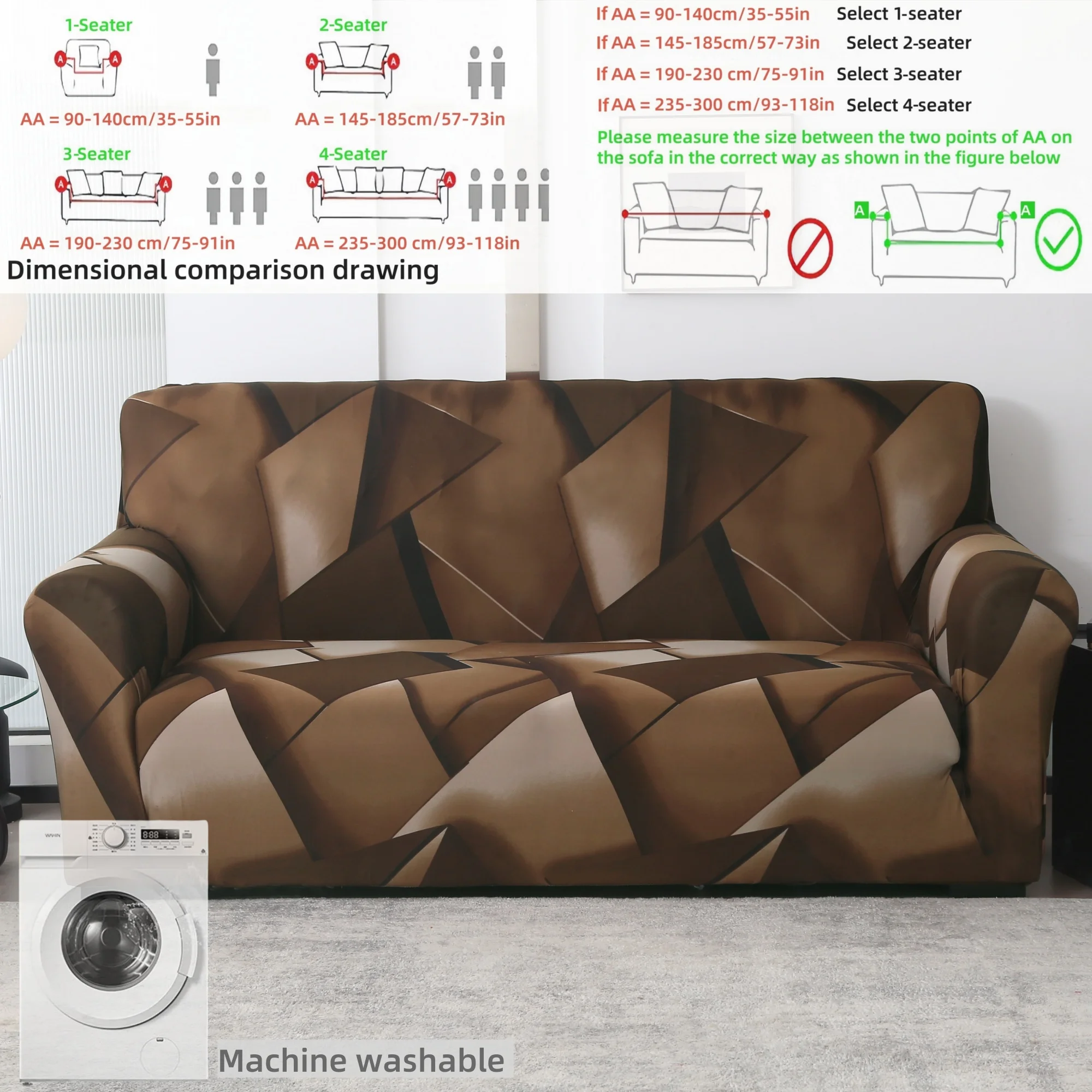 Geometrischer 3D-Sofa-Schonbezug, Mehrsitzer, waschbar! Ideal für Heim-, Hotel- und Eventdekoration. Modern und praktisch