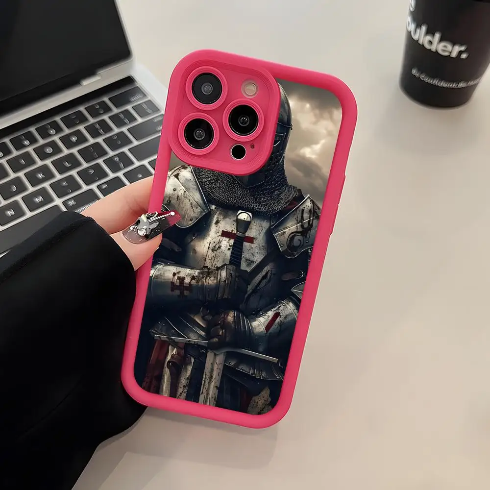 

Templar Knights Mobile Phone Case for iPhone 17 16 15 14 13 12 11 Air Pro Max Plus Thicken TPU Colorful Cover Pretty Smartphone