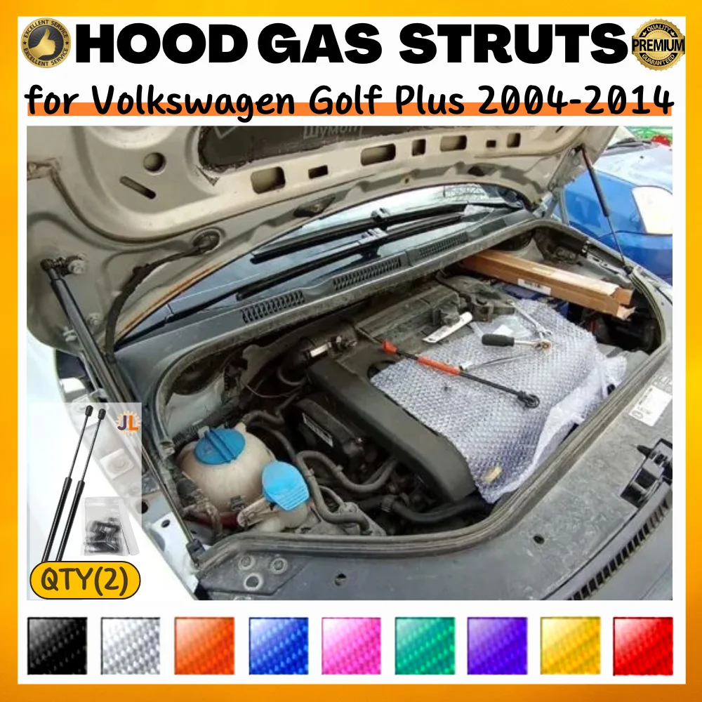 

Qty(2) Hood Struts for Volkswagen Golf Plus 2004-2014 Front Bonnet Modify Gas Springs Shock Absorbers Lift Supports Dampers