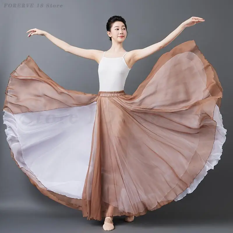 Gonne Lunghe Classiche da Ballo per Donne, Abito da Danza Bicolore, Gonna per Flamenco, Tango e Danza Latina, Costumi per Spettacoli e Festival
