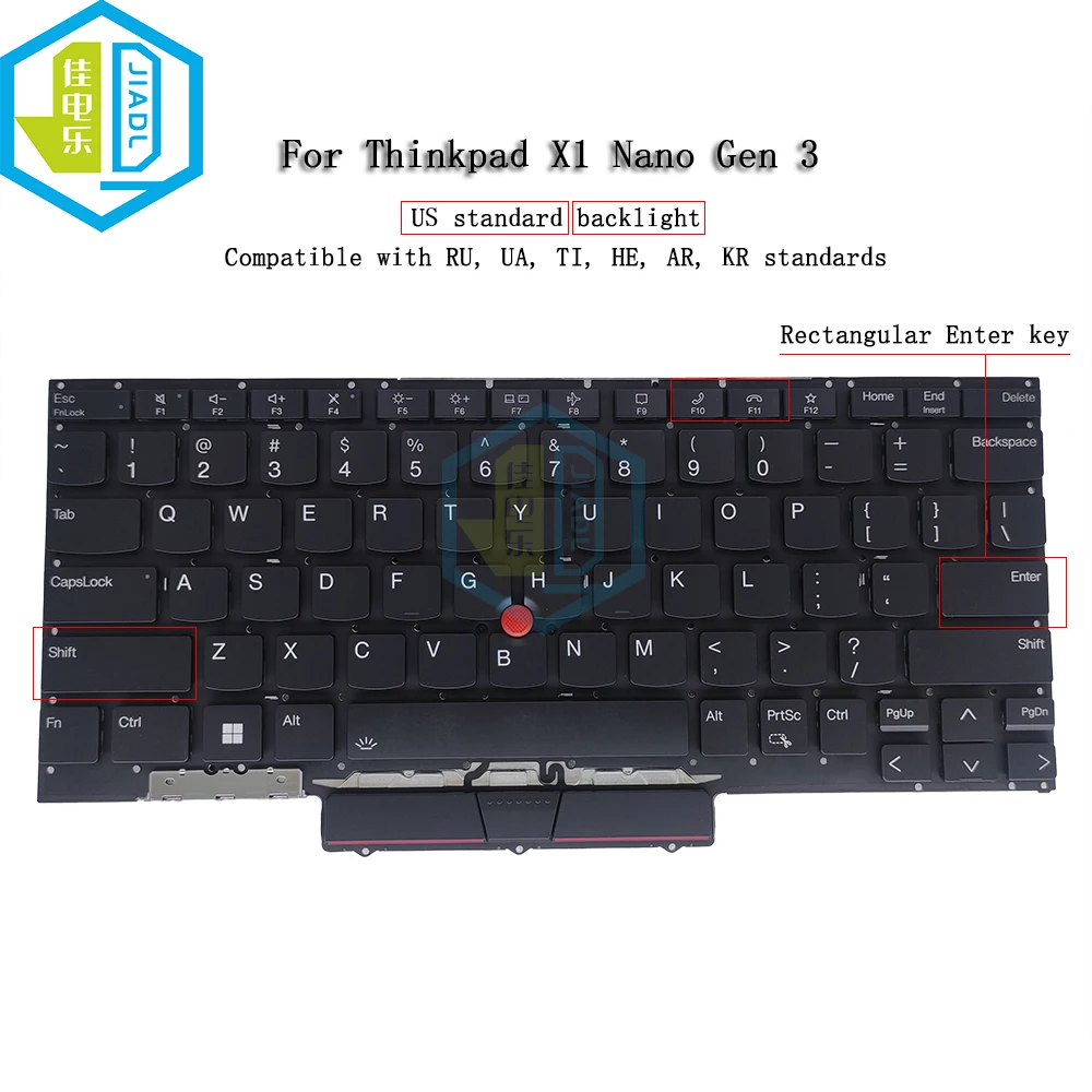 

US RU Russian Laptop Keyboard Backlight For Lenovo Thinkpad X1 Nano Gen 3 21K1 21K2 RUS USA English Notebook Backlit Keyboards
