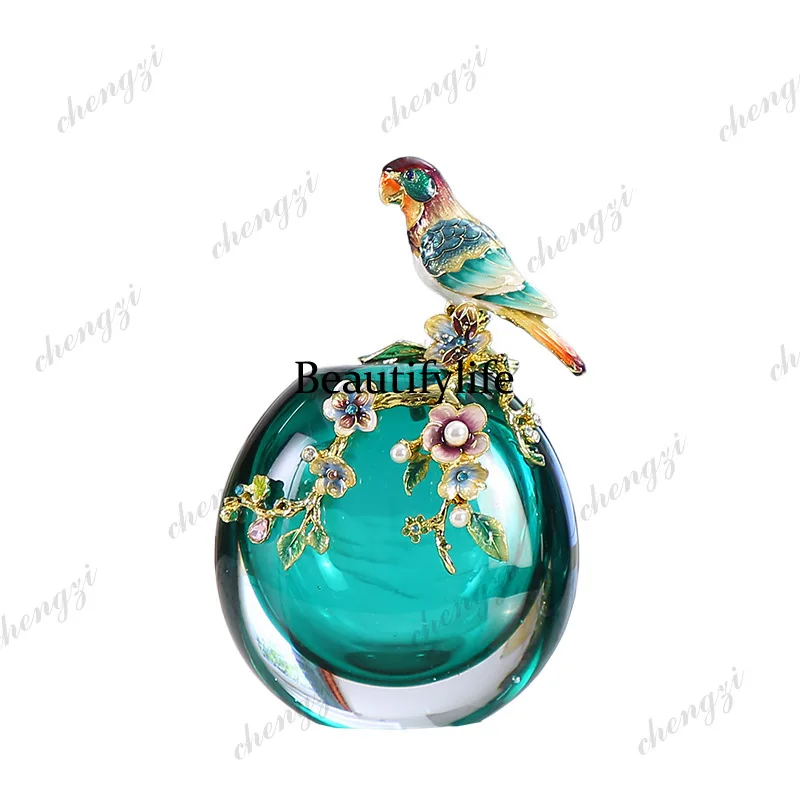 Premium enamel colored glass vase peacock blue vase ornament glazed vase