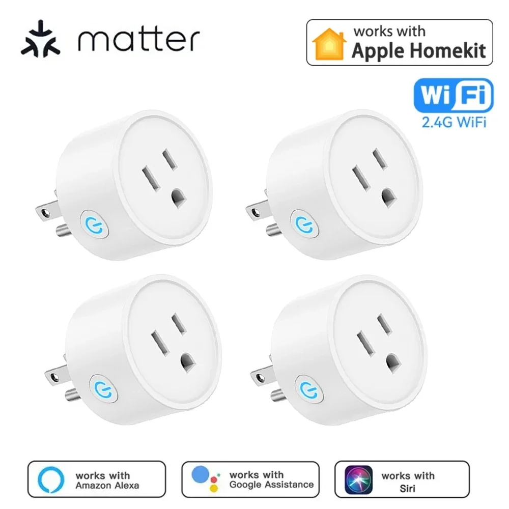 Matter Smart Plug Homekit Smart Socket WiFi US Plug APP Remote Control Home Power Outlet Voice Works with Siri Alexa Google home