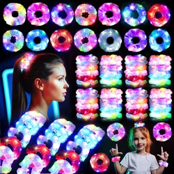 Fashion LED Luminous Hair Scrunchies Light Up Glowing Scrunchy Hair Band For Girls Flashing Hair Tie Hair Rope Hair Accessories