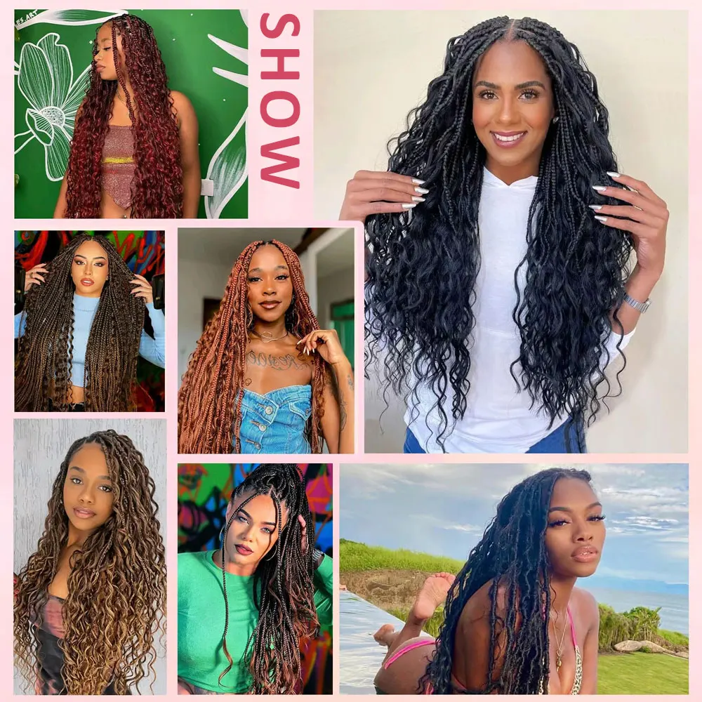 4 # بني داكن 110 جرام 28 بوصة شعر بوهو مجعد للتضفير بدون عقدة 12A موجة عميقة السائبة البوهيمي 2 حزم/حزمة 100% شعر بشري #4