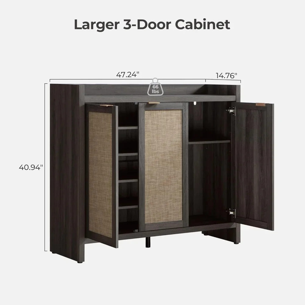 Shoe Cabinet, 30 Pairs Rattan Shoe Cabinet for Entryway, 6-Tier 41