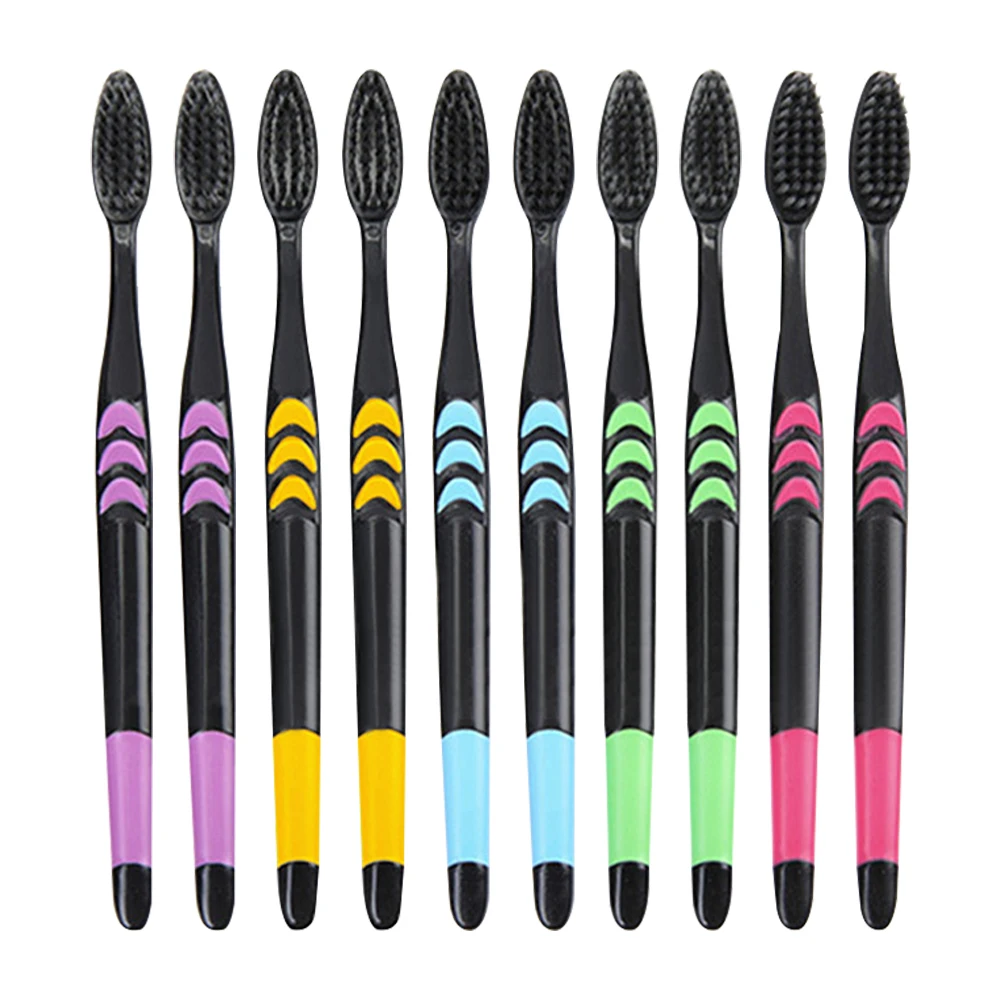 

10 Pieces Packed Deep Cleaning Soft Bristle Bamboo Charcoal Black Hair Ultra-Fine Beauty Health Toothbrush Oral Cleaning