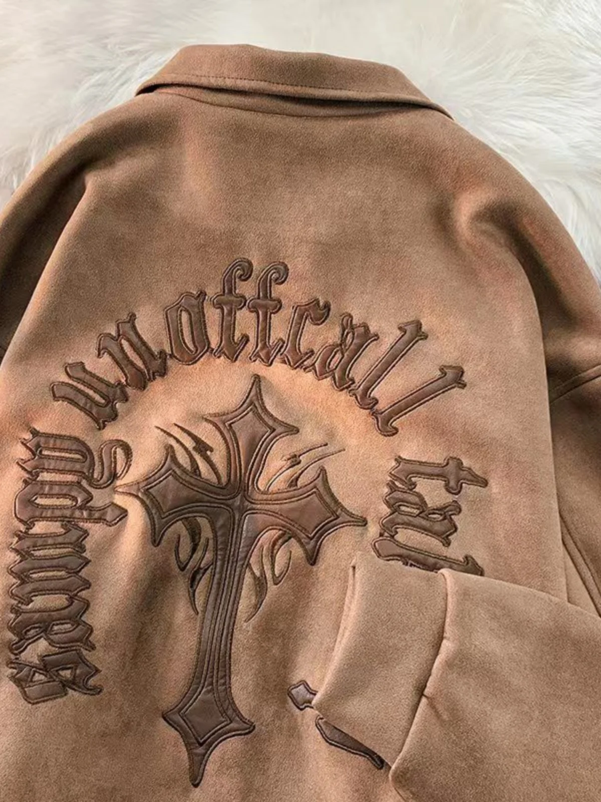 

Мужская куртка-жакет из замши с вышивкой в стиле ретро, свободный крой, весна-осень, модный бренд, молодежный стиль, большой размер 300 Pou