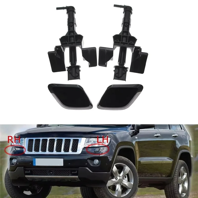 

AADD-For Jeep Grand Cherokee 2011-2013 Headlight Washer Nozzle 1Set Front Left& Right Jet Cap Replacement 68078293AA 68078292AA