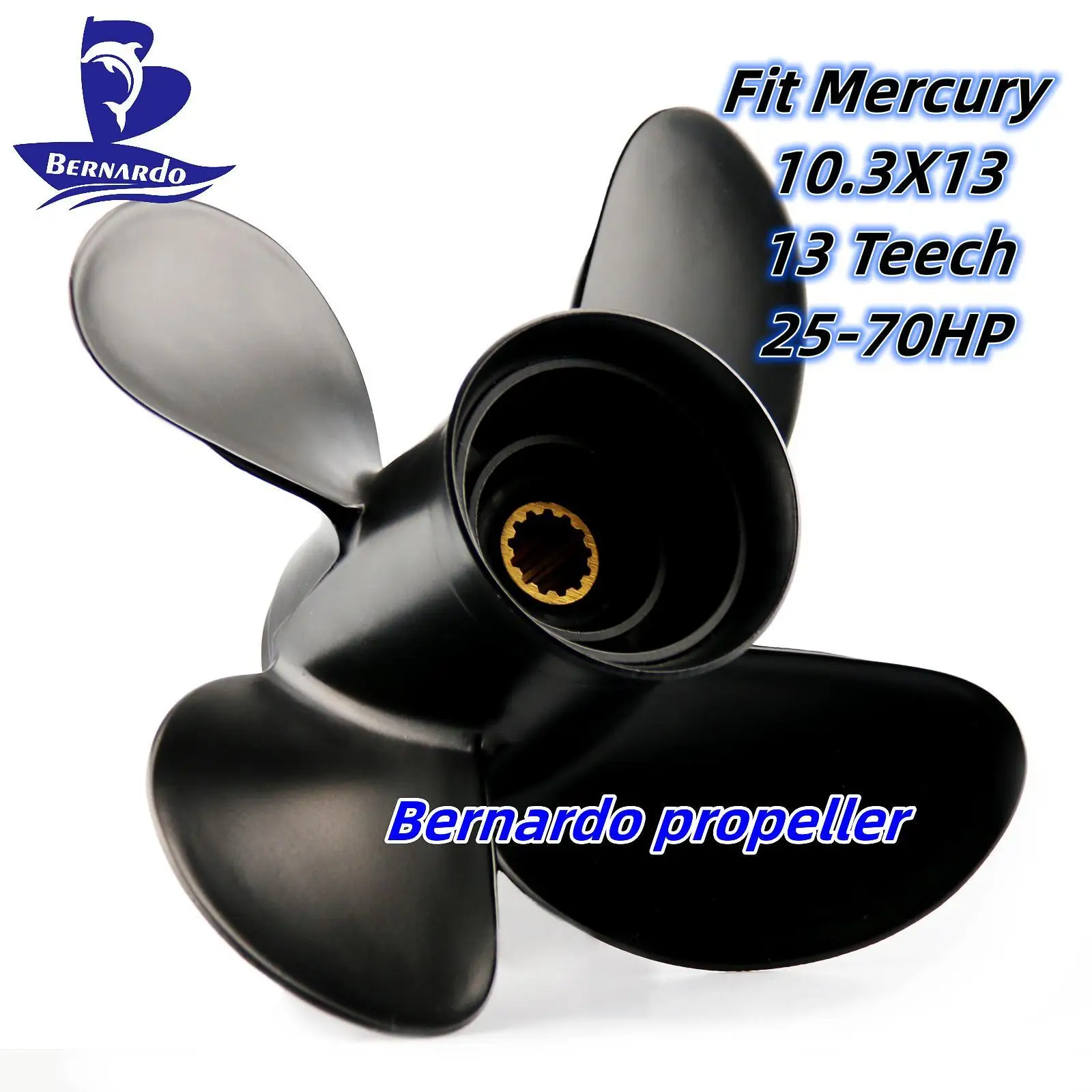 

Bernardo Boat Propeller 10.3X13 Fit Mercury Outboard Engine 25 30 40 45 48 50 55 60 70HP Motor Aluminum 4 Blade13 Tooth Spline