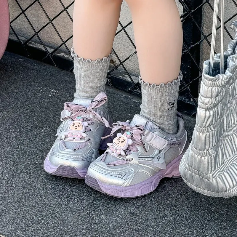 

Детские повседневные кроссовки для девочек «Принцесса» с милыми кружевными бантиками, мягкой подошвой, на липучках, новинка 2026 года