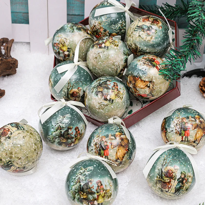 

75mm Foam Ball NEW Christmas Ball 14PCS Hanging Sticker Ball Snowman Old Man Christmas Tree Hanging Decoration