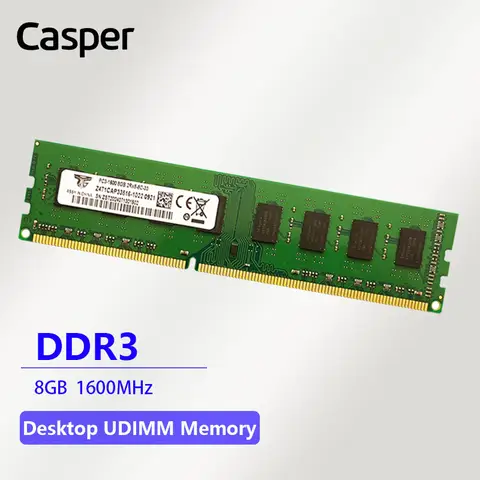 Casper 데스크탑 RAM DDR3 메모리 모듈, 8GB, 1600MHz, 컴퓨터 하이 퀄리티 메모리, 게임 실행, 소프트웨어 디자인, 빠른 (녹색)