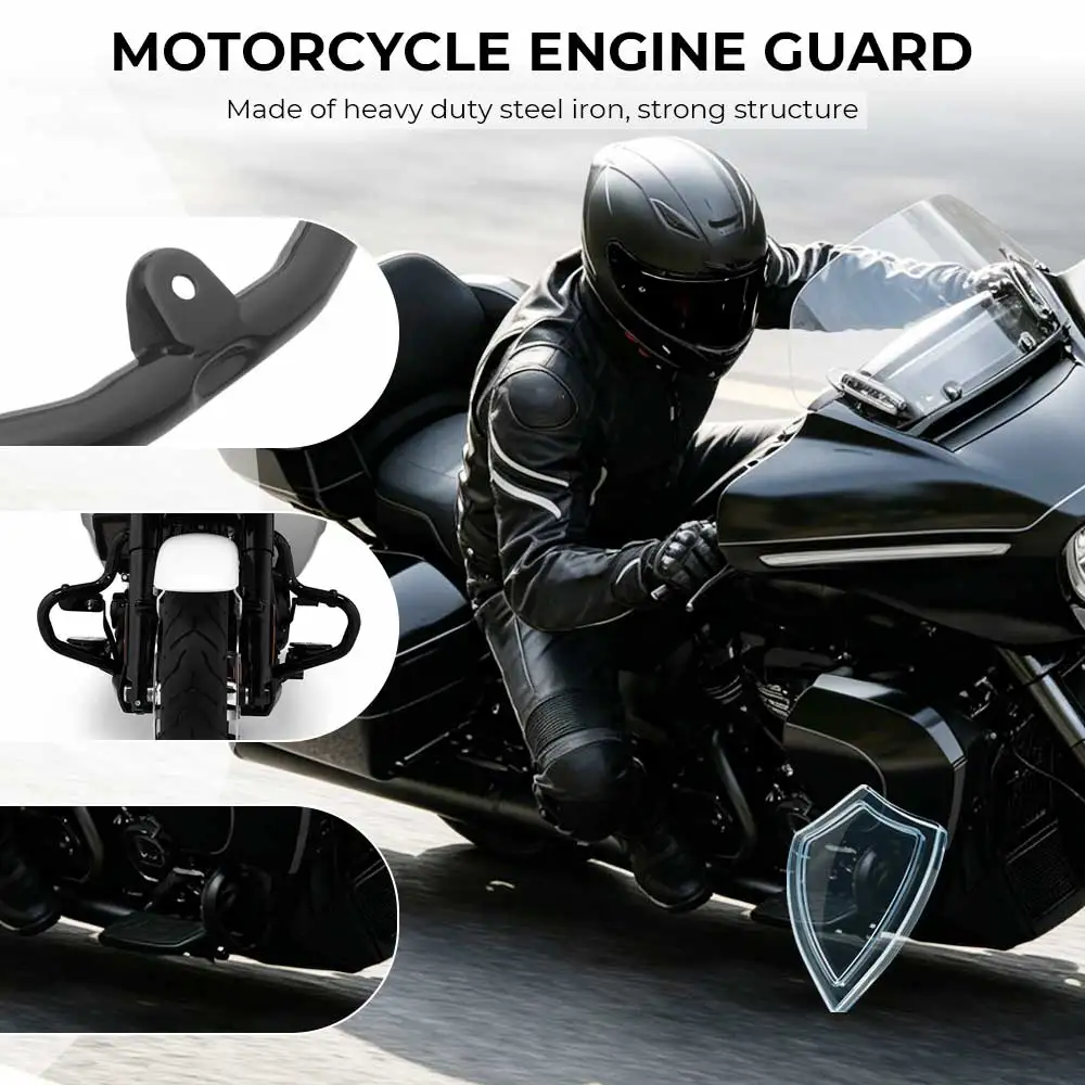 Engine Guard Fairing Lowers Cover & Support Kits w Light For Harley Touring Road Street Glide FLHX FLTRX 24-26 CVO Ultra Limited