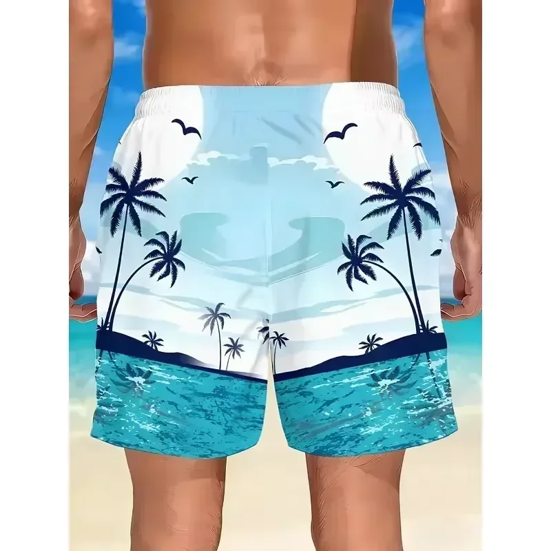 Palm Tree Beach Shorts Men Summer Tropical Island Ocean Casual Cool Loose Fashion Trendy Streetwear Funny Novelty Retro Vacation