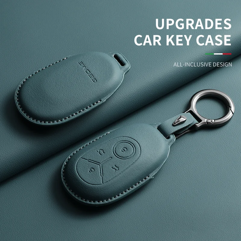 

Leather Car Remote Key Case Cover for Geely Monjaro Durable Replacement Key Cover for Your Vehicle accesorios para auto