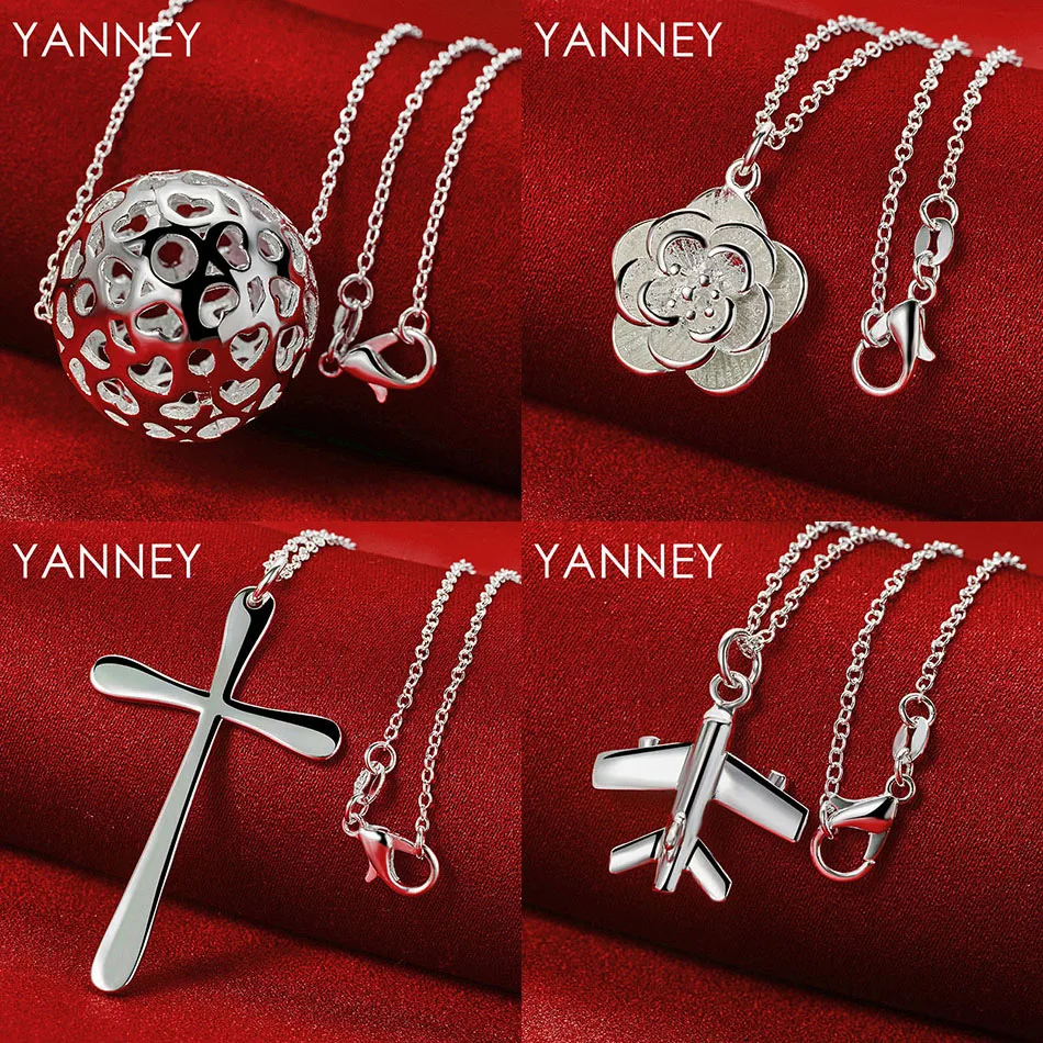 

925 Sterling Silver 16-30 Exquisite Cross Flower Necklace Women Gift Accessories Party Elegant Wedding