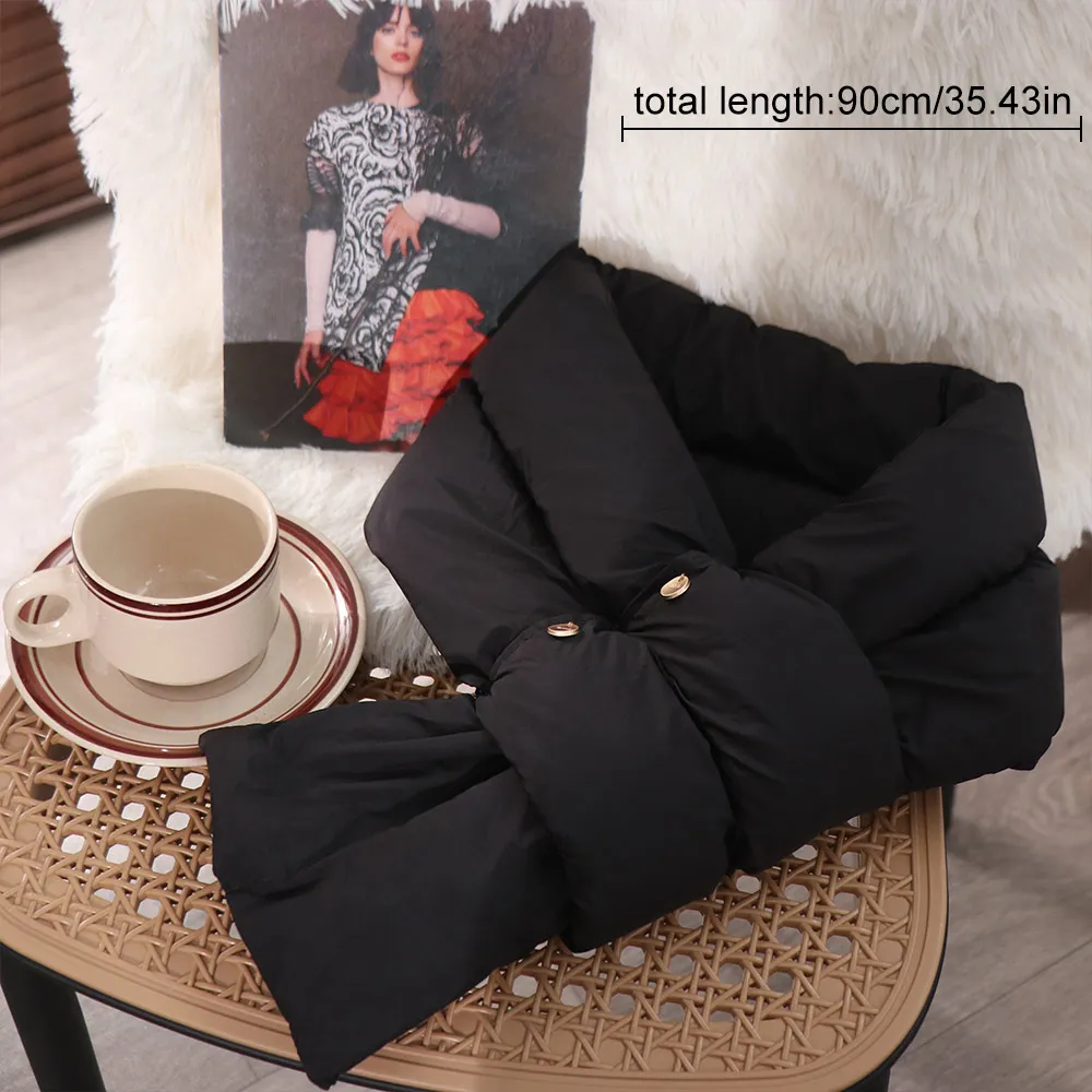 Fashion Solid Color Cotton Padded Scarf Windproof Keep Warm Down Neck Scarf Apparel Accessories Thermal Neckerchief Cycling