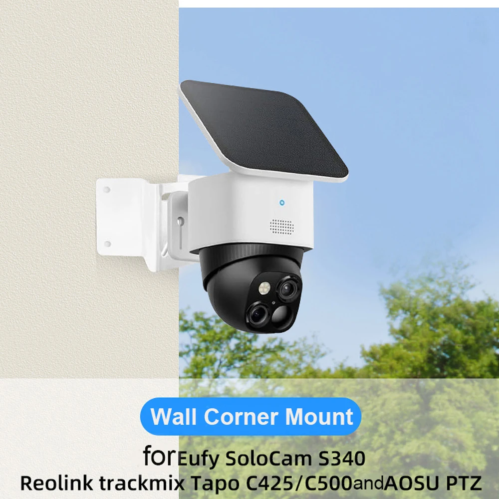

Для Eufy SoloCam S340 Настенное угловое крепление, металлический кронштейн, совместимый с держателем из нержавеющей стали S340, монтажный кронштейн для PTZ-камеры