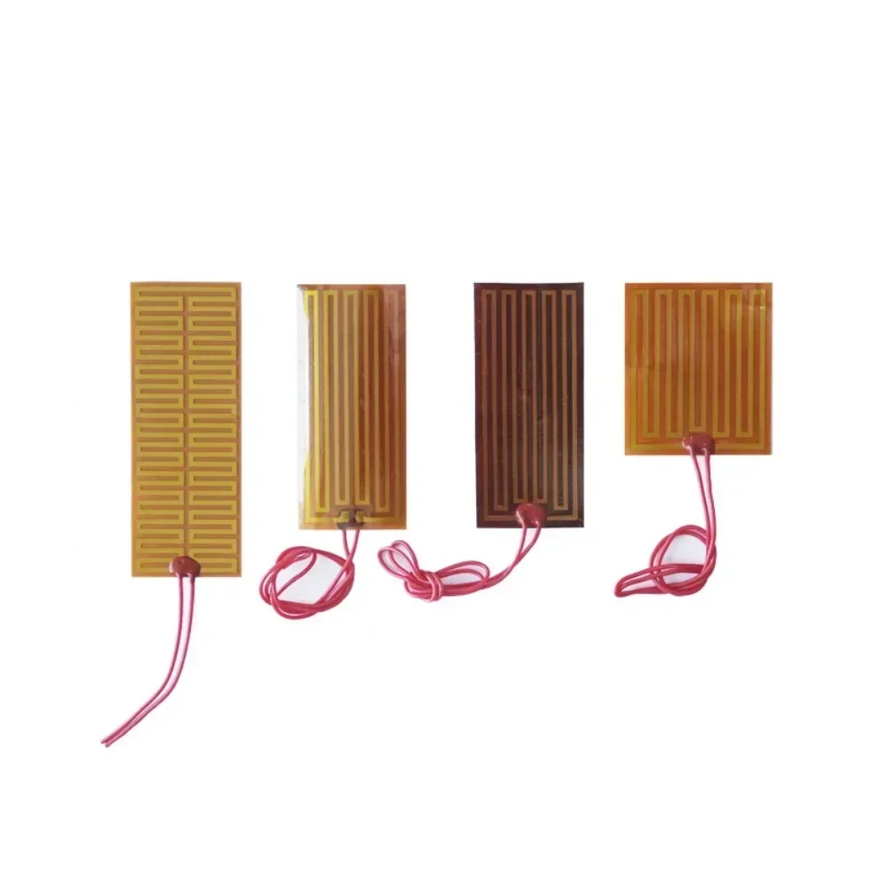 Eeletric PI Polyimide Film Heater Heating Element With Adhesive For 3D Printer Oil Tank Car Defrosting Defoging 12V 24V 14-300mm