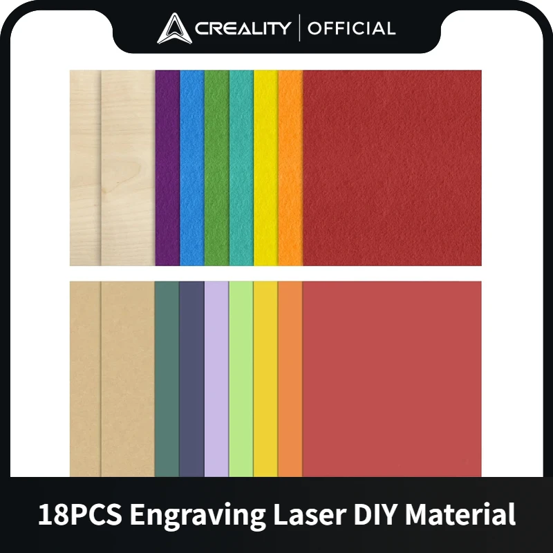 

Creality 18pcs Laser Engraving Material Kit 5.9"x5.9" Wood Sheet/Felt/Kraft Paper for Laser Cutting & Engraving/DIY/Painting