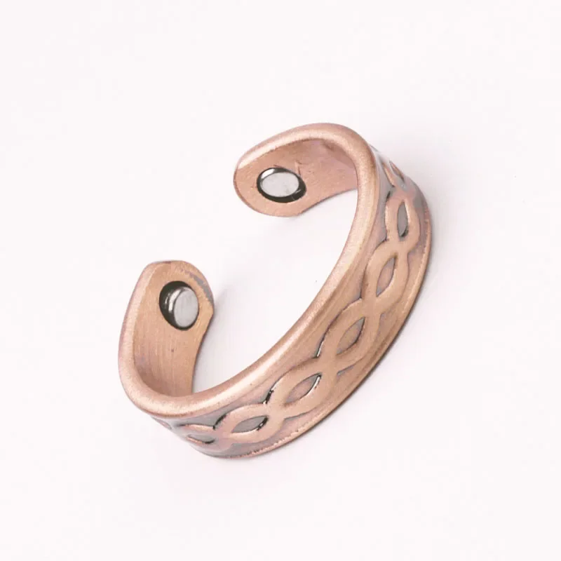 High Quality Copper Classic Carved Plum Blossom Magnetic Open Adjustable Ring Couple Light Luxury Elegant Jewelry Gift