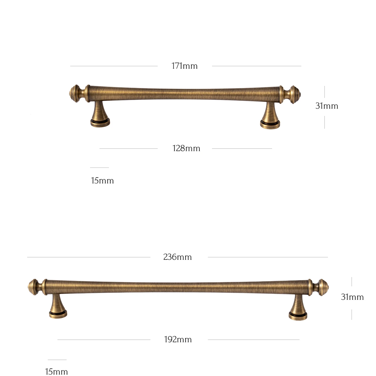 Antique brushed brass cabinet pull 30
