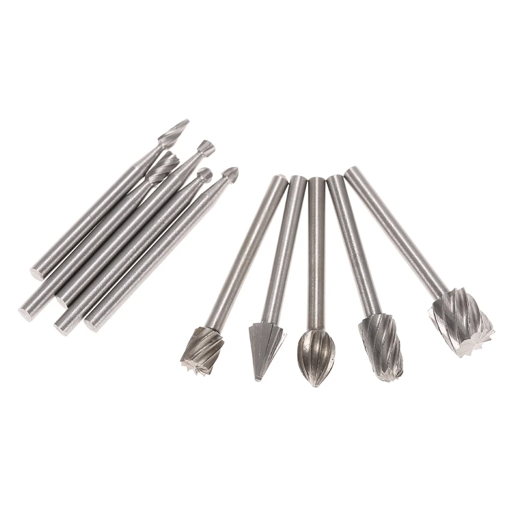 電動研削アクセサリー 10個 3mmシャンク HSSルータービット ドリル用回転バリ 木工ツールセット CNC彫刻用