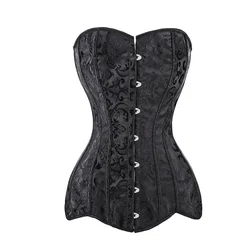 Long Torso Corsets and Bustiers for Women Top Sexy Satin Overbust Brocade Vintage Corselet Plus Size