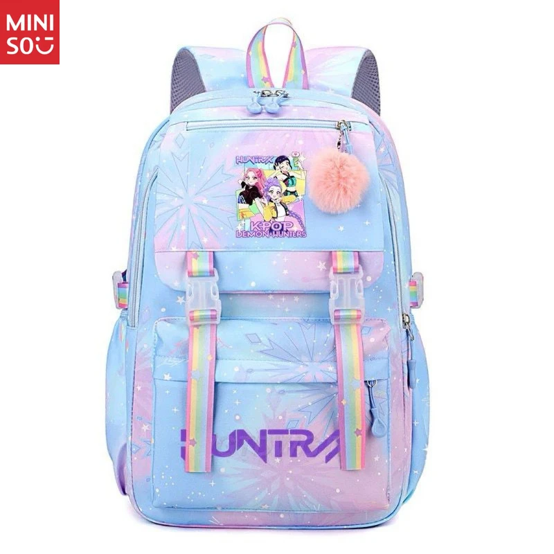 حقيبة ظهر مدرسية كورية من مينيسو للمراهقين، حقيبة طالب ذات سعة كبيرة مع طباعة #2