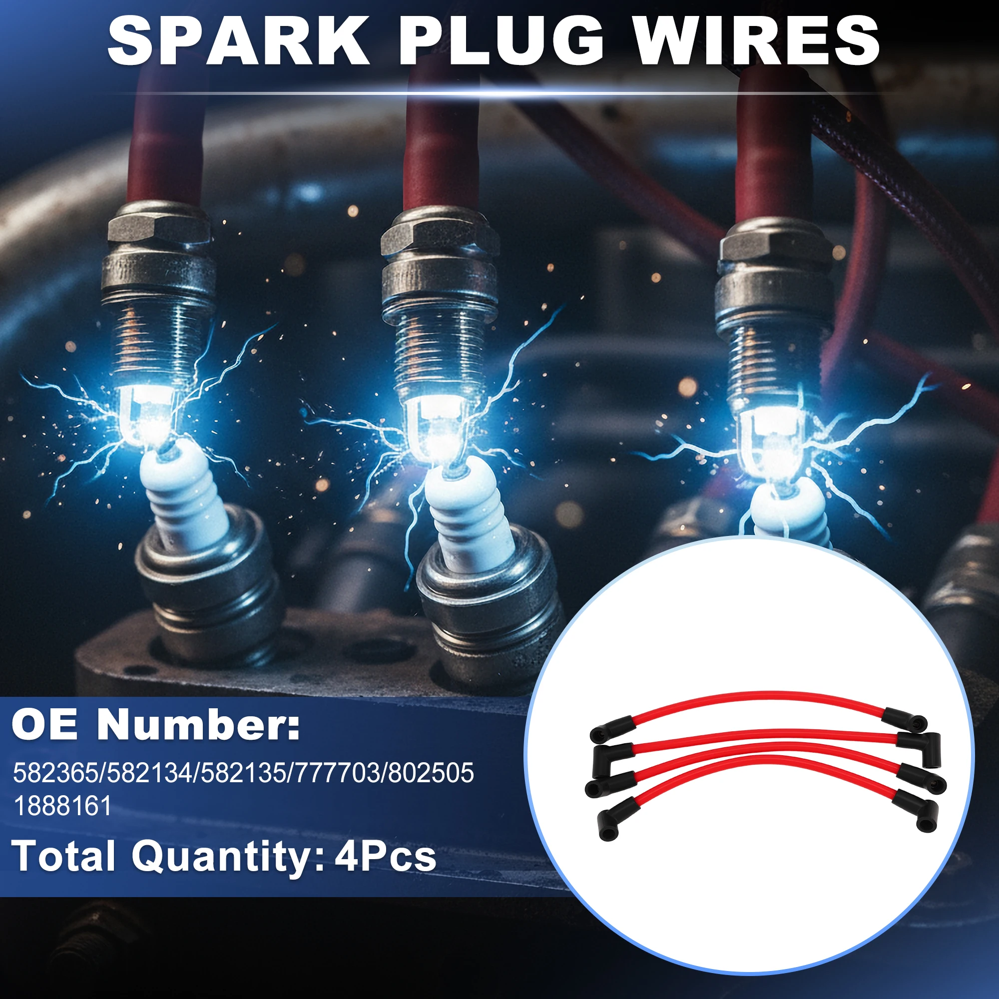 UXCELL 4 pcs Spark Plug Wire for Johnson for Evinrude V4-V6 10-235 HP 582365/582134